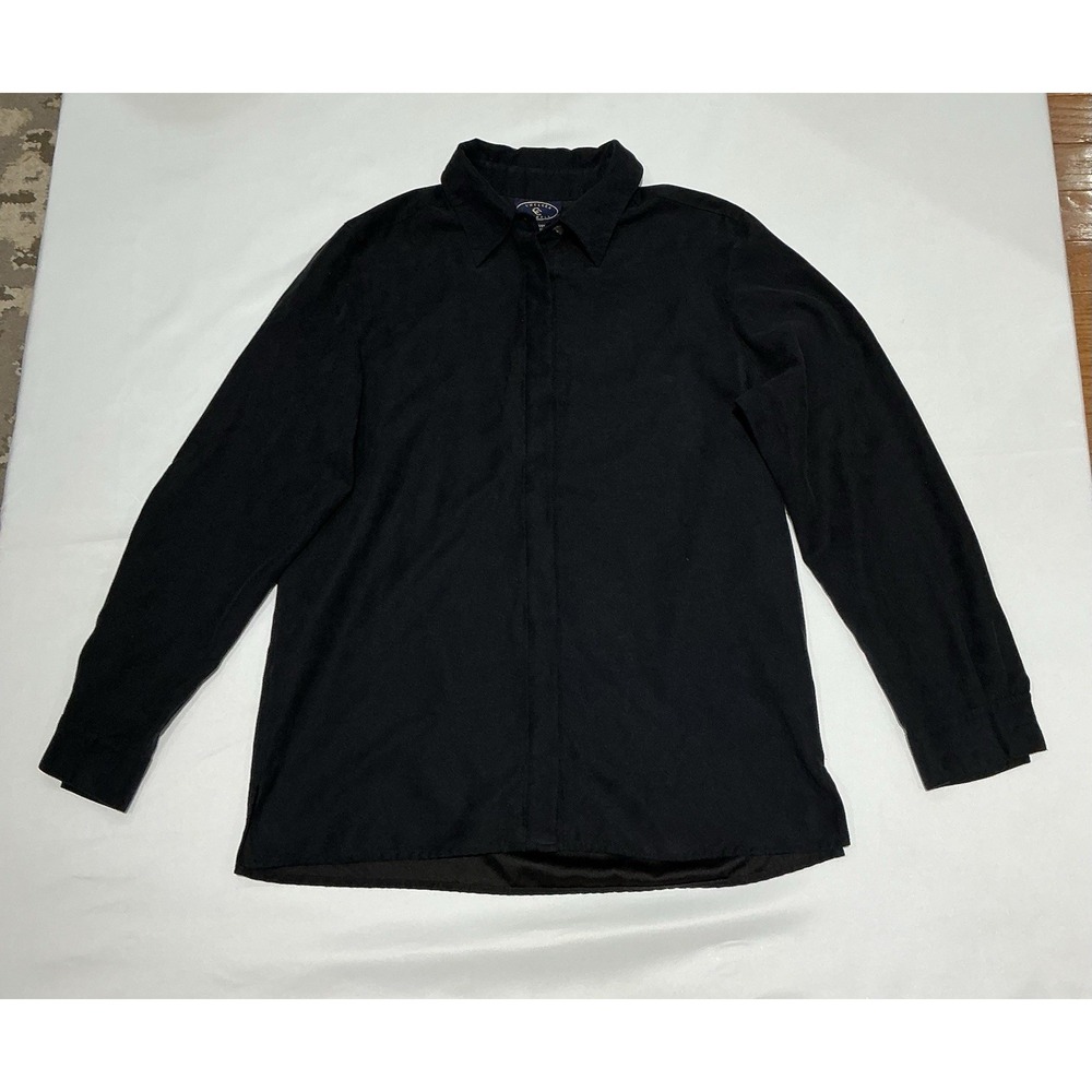 Chelsea Cambell Faux Suede Shirt Womens Medium Black Goth Grunge Retro 90s